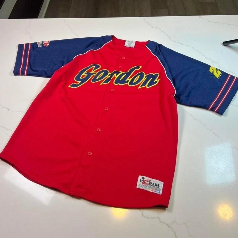 Chase Authentics Jeff Gordon Jersey Mens Large Red Blue 24 DuPont NASCAR